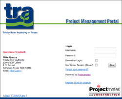 Projectmates construction program management software portal page